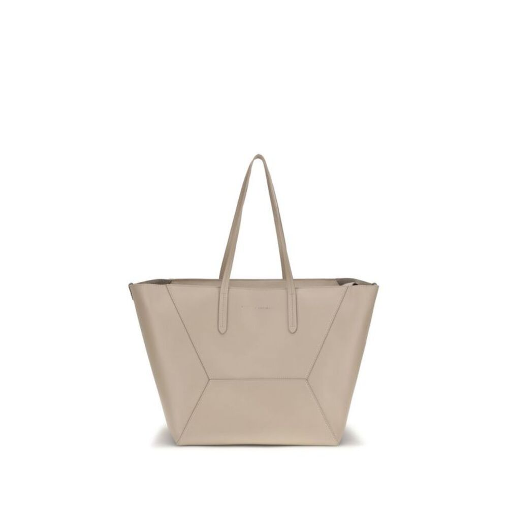 Brunello Cucinelli Beige Calf Leather Bos Taurus Shoulder Women's Bag